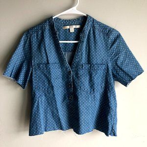Small Blue Hand-Cropped V Neck Lauren Conrad Shirt